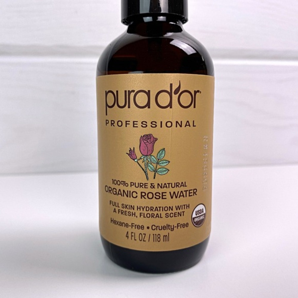 Pura d'or Organic Rose Water Toner Spray Skin Hydrator Moisturizer Antioxidant‎